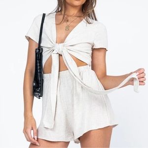 Ragnar Tie Front Romper | Beige